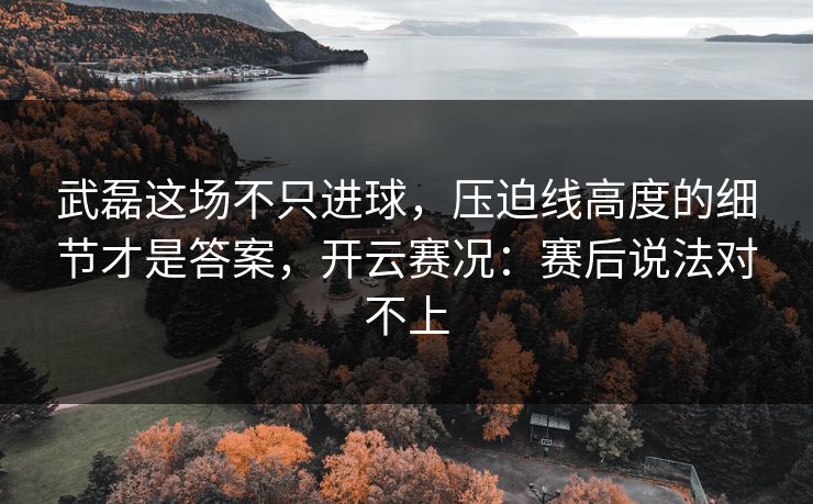 武磊这场不只进球，压迫线高度的细节才是答案，开云赛况：赛后说法对不上
