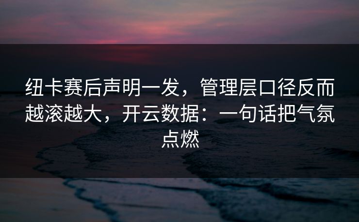 纽卡赛后声明一发,管理层口径反而越滚越大,开云数据:一句话把气氛点燃