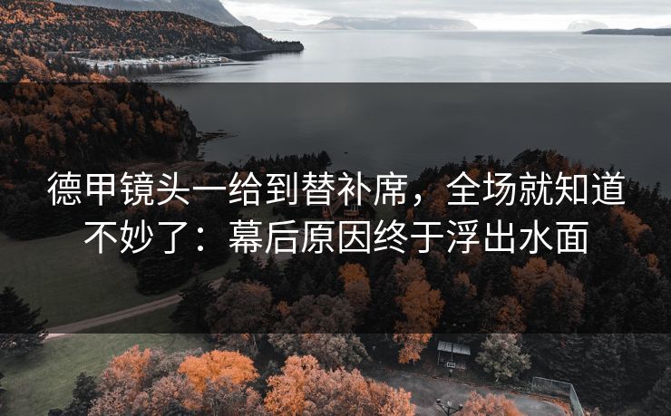 德甲镜头一给到替补席，全场就知道不妙了：幕后原因终于浮出水面