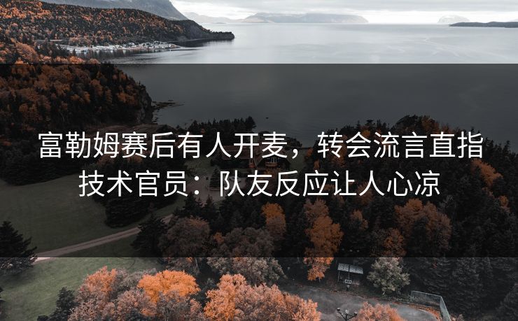 富勒姆赛后有人开麦,转会流言直指技术官员:队友反应让人心凉 富勒姆赛后有人开麦,转会流言直指技术官员:队友反应让人心凉